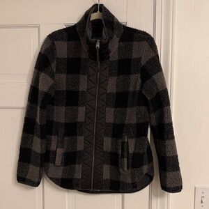 Abercrombie & Fitch Black and Gray Sherpa Jacket